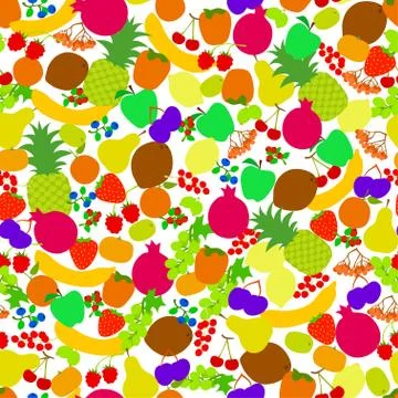 Seamless Pattern Fruits Nice Bright Color Stock Illustration