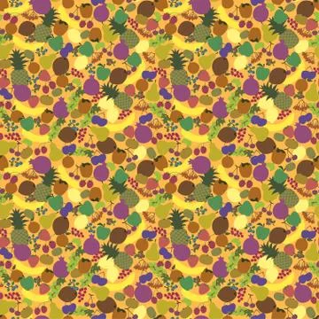 Seamless Pattern Fruits Nice Bright Color Stock Illustration