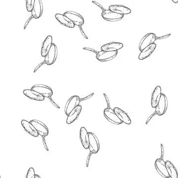 Seamless pattern frying pan sketch hand drawn Stock Illustration