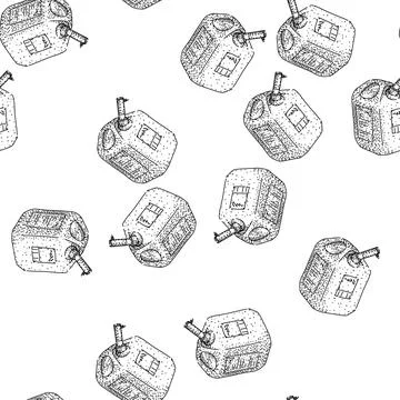 Seamless pattern Fuel can drawing representing energy storage and supply Stock Illustration