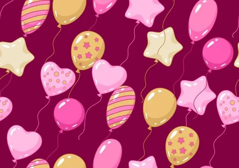 Seamless pattern with fun balloons. Decoration for celebration. 스톡 일러스트