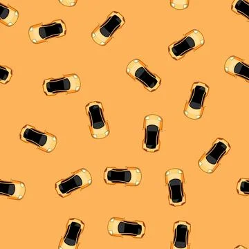 Seamless pattern fun car top view cartoon vector 스톡 일러스트