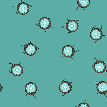 Seamless pattern fun donut character cartoon vector 스톡 일러스트