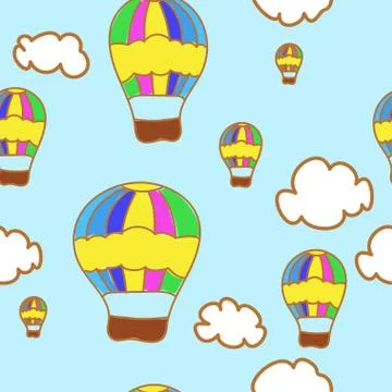 Seamless pattern of fun hand-drawn balloons Stock Illustration