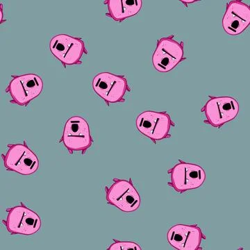 Seamless pattern fun monster character cartoon vector 스톡 일러스트