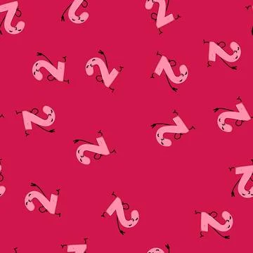 Seamless pattern fun number character cartoon vector Illustrazione stock