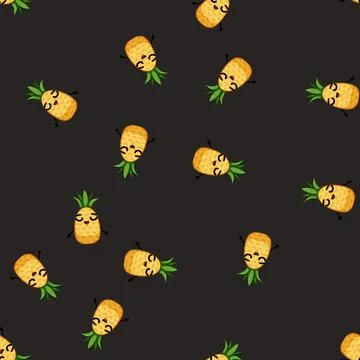 Seamless pattern fun pineapple character cartoon vector 库存插图