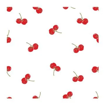 Seamless Pattern with Fun Red Cherry Stock Illustration