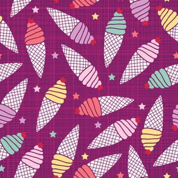 Seamless pattern fun summer ice cream and stars colorful background Stock Illustration
