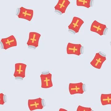 Seamless pattern funeral urn ashes cartoon vector Stock Illustration