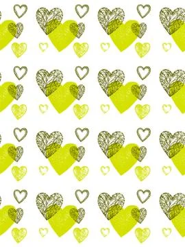 Seamless pattern of funky  hearts,  vector Stock Illustration