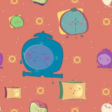 Seamless pattern. Funny alarm clocks Stock-Illustration