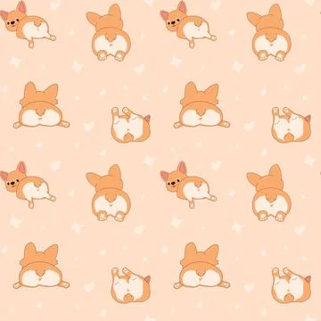 Seamless pattern with Funny and Cute Corgi Butts. Stock-Illustration