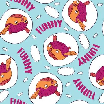 Seamless pattern with funny birds Illustrazione stock