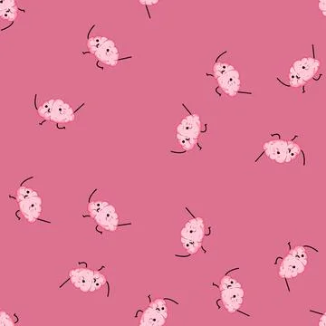 Seamless pattern funny brain character cartoon vector 库存插图