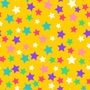 Seamless pattern with funny bright color stars. Cute simple repeat Stock Illustration