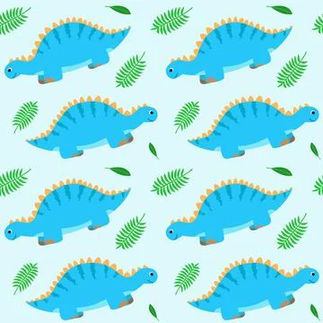 Seamless pattern with funny cartoon dinosaurs. Cute print for children clothes Stock Illustration