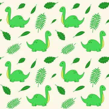 Seamless pattern with funny cartoon dinosaurs. Cute print for children clothes Stock Illustration