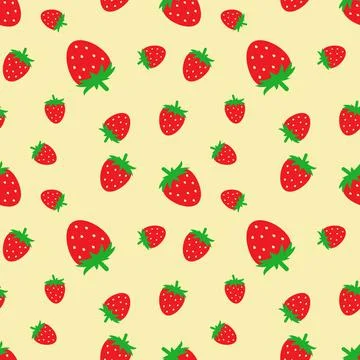 Seamless pattern with funny cartoon strawberries. Positive summer background in Stock Illustration