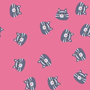Seamless pattern funny cat face cartoon vector Illustrazione stock