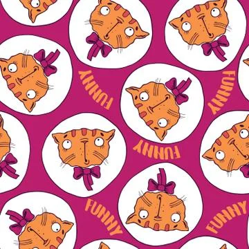 Seamless pattern with funny cats Illustrazione stock