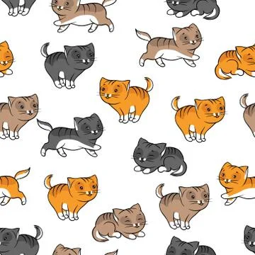Seamless pattern with funny cats. Stock Illustration