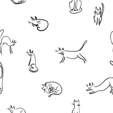 Seamless pattern with funny cats Stock Illustration