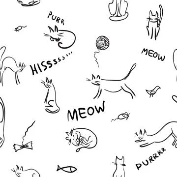 Seamless pattern with funny cats Stock Illustration