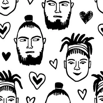 Seamless pattern with funny characters. Stock Illustration