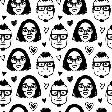 Seamless pattern with funny characters. Stock-Illustration