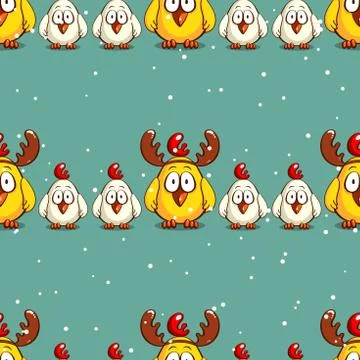 Seamless Pattern Funny Chicks イラスト素材