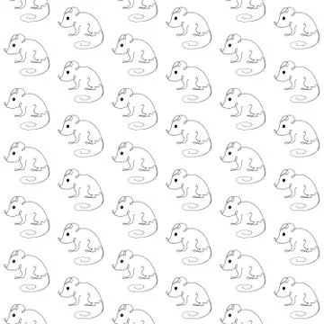 Seamless pattern with funny Christmas mice. Outline hand drawn illustration Illustrazione stock