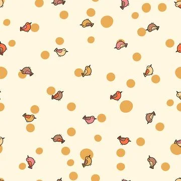 Seamless pattern with funny colorful birds. Color flat vector illustration with Illustrazione stock