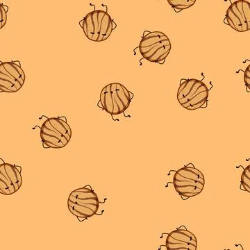 Seamless pattern funny cookie character cartoon vector Stock Illustration