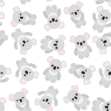 Seamless pattern - Funny cute koala on white background. Vector イラスト素材