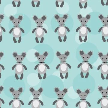 Seamless pattern with funny cute mouse animal on a blue background Stock Illustration