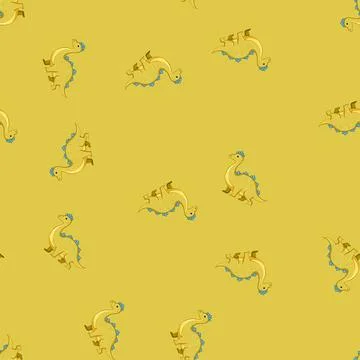 Seamless pattern funny dinosaur character cartoon vector Stock Illustration