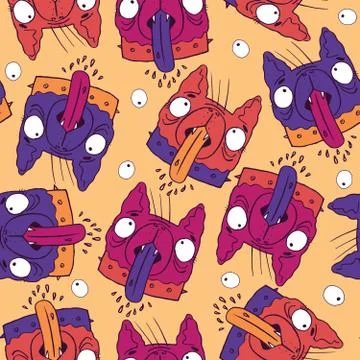 Seamless pattern with funny dogs Stock Illustration