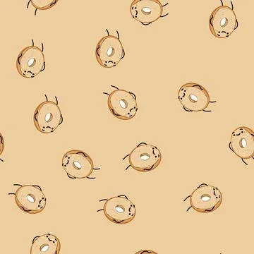 Seamless pattern funny donut character cartoon vector Stock Illustration