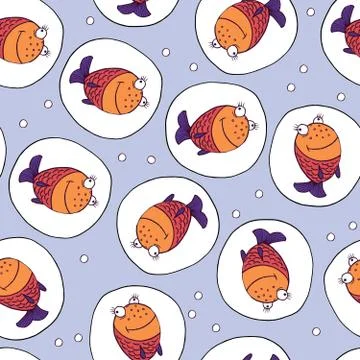 Seamless pattern with funny fishes Illustrazione stock