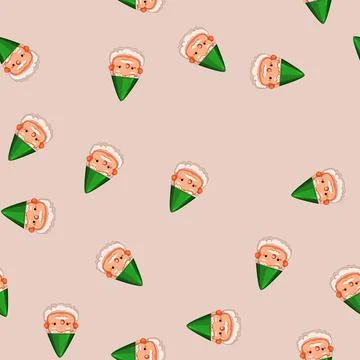 Seamless pattern funny garden gnome cartoon vector Stock Illustration