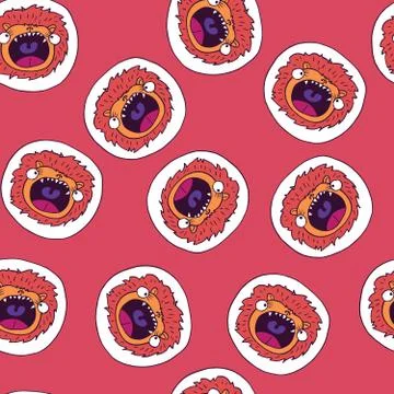 Seamless pattern with funny lions Stock Illustration