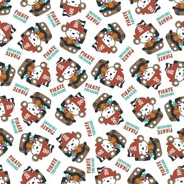 Seamless pattern of funny monkey pirate, Can be used for t-shirt print Stockillustratie