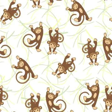 Seamless pattern with funny monkeys Stockillustratie