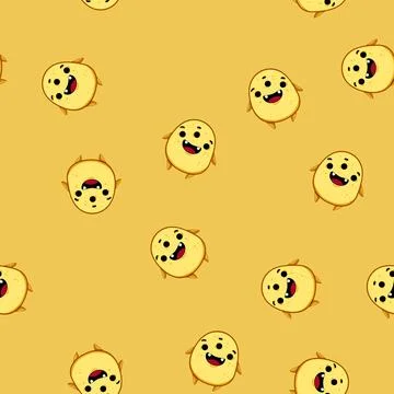 Seamless pattern funny monster character cartoon vector Stock Illustration