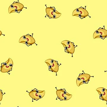 Seamless pattern funny pasta character cartoon vector Stock Illustration