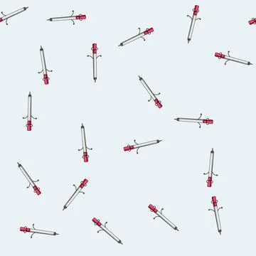 Seamless pattern funny pen character cartoon vector 库存插图