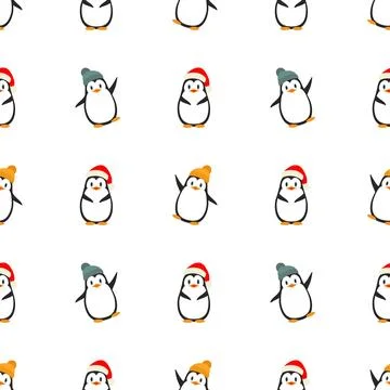 Seamless pattern funny penguins Stock Illustration