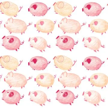 Seamless pattern with funny pigs. Chinese New Year Stock Illustration