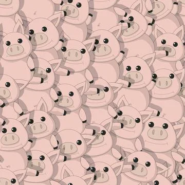 Seamless pattern with funny pigs Seamless pattern design with funny pigs C... Stock Photos
